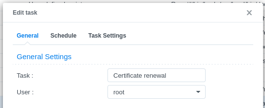 Planificateur de tâche, onglet "General"