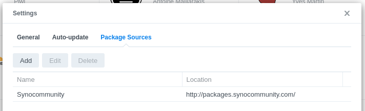 Ajout d'un dépôt dans le gestionnaire de paquets de DSM.
