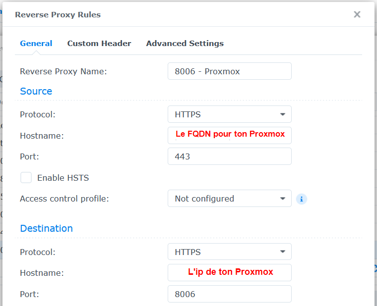 Configuration de la redirection http